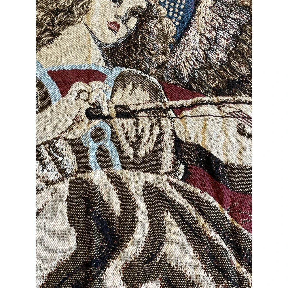NEW Chatham Throw Angel Playing Violin Woven Cotton Blanket Tapestry 67